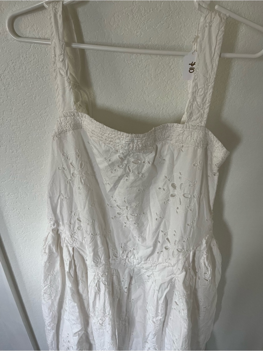 Free People Women's Small White Eyelet Embroidered Midi Sundress. - Picture 2 of 8